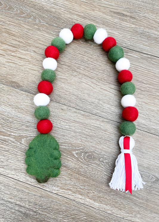 Red & Green Tree Tassel Garland